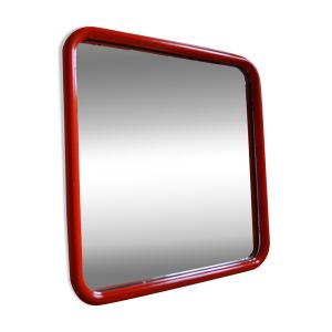 Miroir post moderniste rouge années 80 dim : 60 x 60 cm