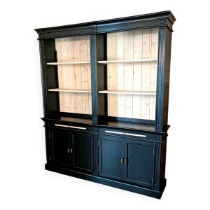 Bibliothèque vaisselier noir et bois