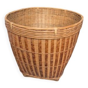 Cache pot XL osier et bambou 1960