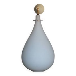 Suspension vintage, suspension goutte d'eau opaline blanche, Lustre opaline