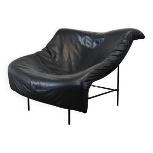 Fauteuil Butterfly vintage en cuir noir par Gerard van den Berg pour Montis