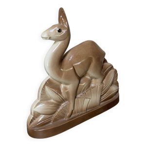 Sculpture Lama Charles Lemanceau  Faience ST Clément France  Art Déco 1930