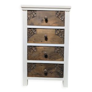 Petit chiffonnier 4 tiroirs bois sculpté