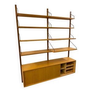 Unité murale scandinave vintage en chêne par Poul Cadovius pour Royal System, années 1960
