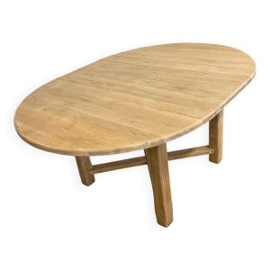Table ronde en chêne massif avec 1 rallonge