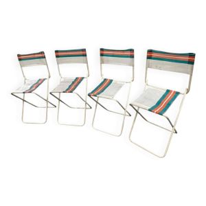 Set de camping vintage en valise : 4 chaises et table pliante