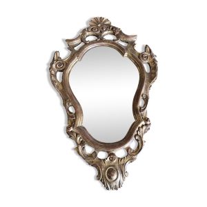 Miroir ancien baroque doré à la feuille – bois sculpté
