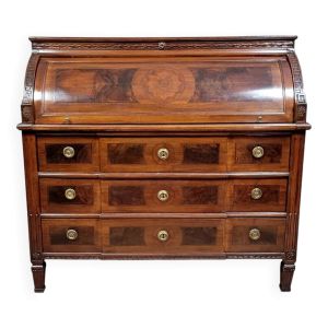 Commode bureau à cylindre époque Louis XVI en marqueterie vers 1760