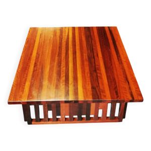 Table basse XL design vintage en bois exotique