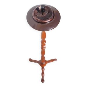 Cendrier vintage, cendrier sur pied bois tripode, cendrier poussoir, cendrier tripode