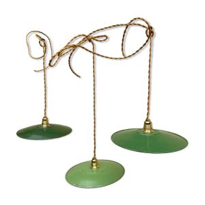 Lot 3 suspension abat jour tôle émaillée vintage ferme indus rétro