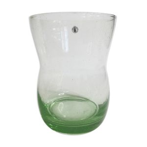 Vase en verre bullé soufflé artisanal vert
