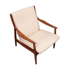 Fauteuil en teck et seigle et coussin d'assise, architecte danois