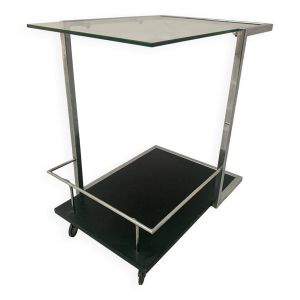 Table a desservir roulante en métal chromé XX siècle