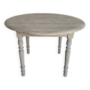 Table ronde extensible avec rallonges  en chêne rénové
