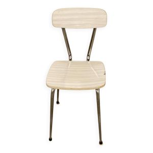 Chaise d'atelier en formica beige et acier