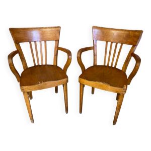 Paire de fauteuils anciens Fishel en bois