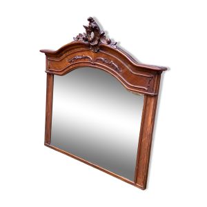 Miroir renaissance en chêne massif sculpté du 19ème 120x125cm