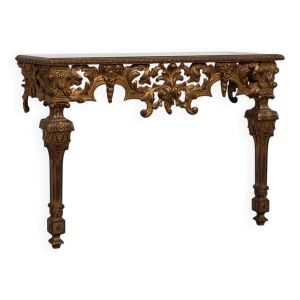 Console murale dorée et sculptée de style baroque italien du XXe siècle