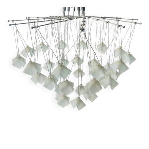 Lustre en cascade Lucciole par MetalSpot en chromé et verre dépoli