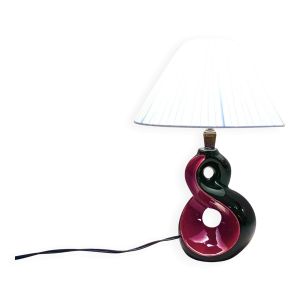 Lampe de chevet céramique rouge et noir 8 Vallauris années 50 1950 vintage