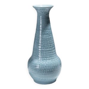 Vase conique en céramique turquoise, accolay, 1950s