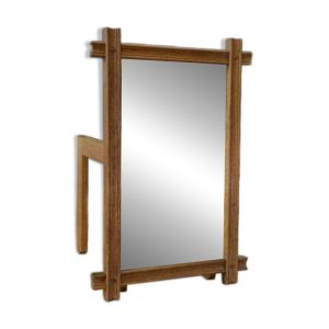 Miroir en chêne massif style brutaliste 1950’s