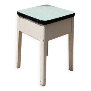 Tabouret à cirage en bois et formica, années 60