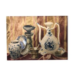 Tableau peinture alfredo müller nature morte still life
