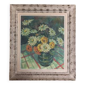 Tableau, nature morte, huile sur panneau signée