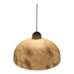 Art Deco pendant light in beige and vintage brown marble effect opaline glass
