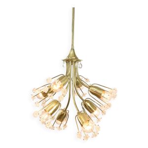 Lustre Mid-Century par Emil Stejnar pour Rupert Nikoll / Autriche des années 1950 / Lampe Bouquet de Fleurs
