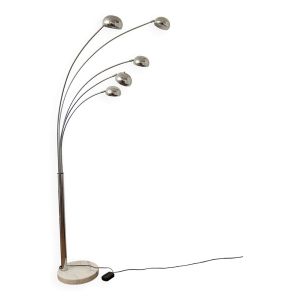 Lampadaire chromé 5 branches socle marbre