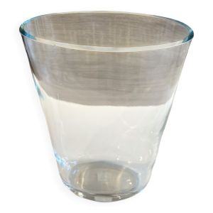 Élégant Vase Ovale ou Photophore en Verre Cristal Art Décoratif