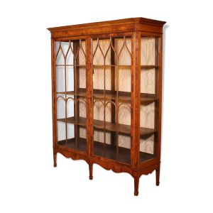 Vitrine en acajou et ronce de noyer avec éclairage, XIXème siècle