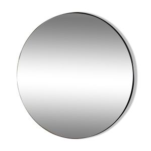Miroir rond diamètre 90 cm monté sur panneau MDF, entourage teinté noir