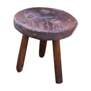 Tabouret tripode en bois brut