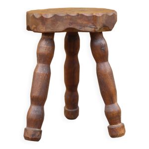 Tabouret vintage, petit tabouret bois, tabouret tripode, porte-plante, déco intérieur, stool