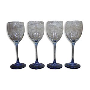 4 verres à vin rouge Luminarc à pied bleu Azur France