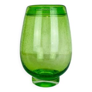 Vase verre bullé vert, vintage