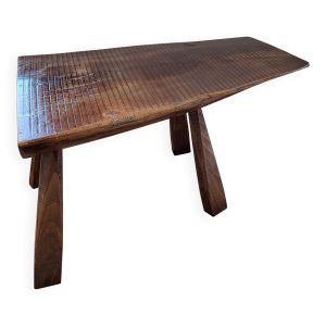 Banc ou table d'appoint en bois massif de tronc d'arbre, style brutaliste, 1960