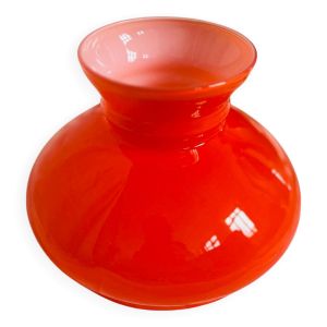 Suspension vintage en verre opalin orange – design Space Age, années 60-70