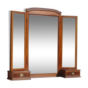 Ancien miroir triptyque en chêne