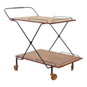 Desserte à thé scandinave minimaliste, pliable et mobile, en teck, Danemark, années 50
