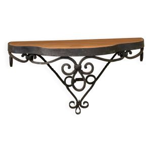 Console ancienne en fer forgé à décor de fleur de lys