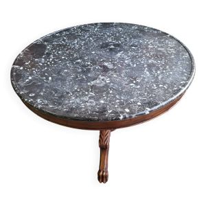 Table guéridon rond plateau marbre tripode en acajou du XIXème siècle