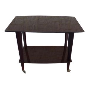 Meuble desserte vintage à deux plateaux sur roulettes