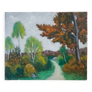 Tableau ''Chemin aux arbres'', Huile sur isorel