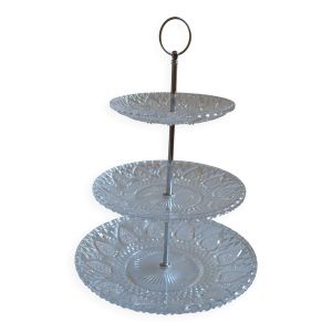 Serviteur à 3 plateaux en verre moulé