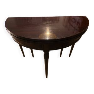 Table demi-lune pliante style Regency en bois foncé